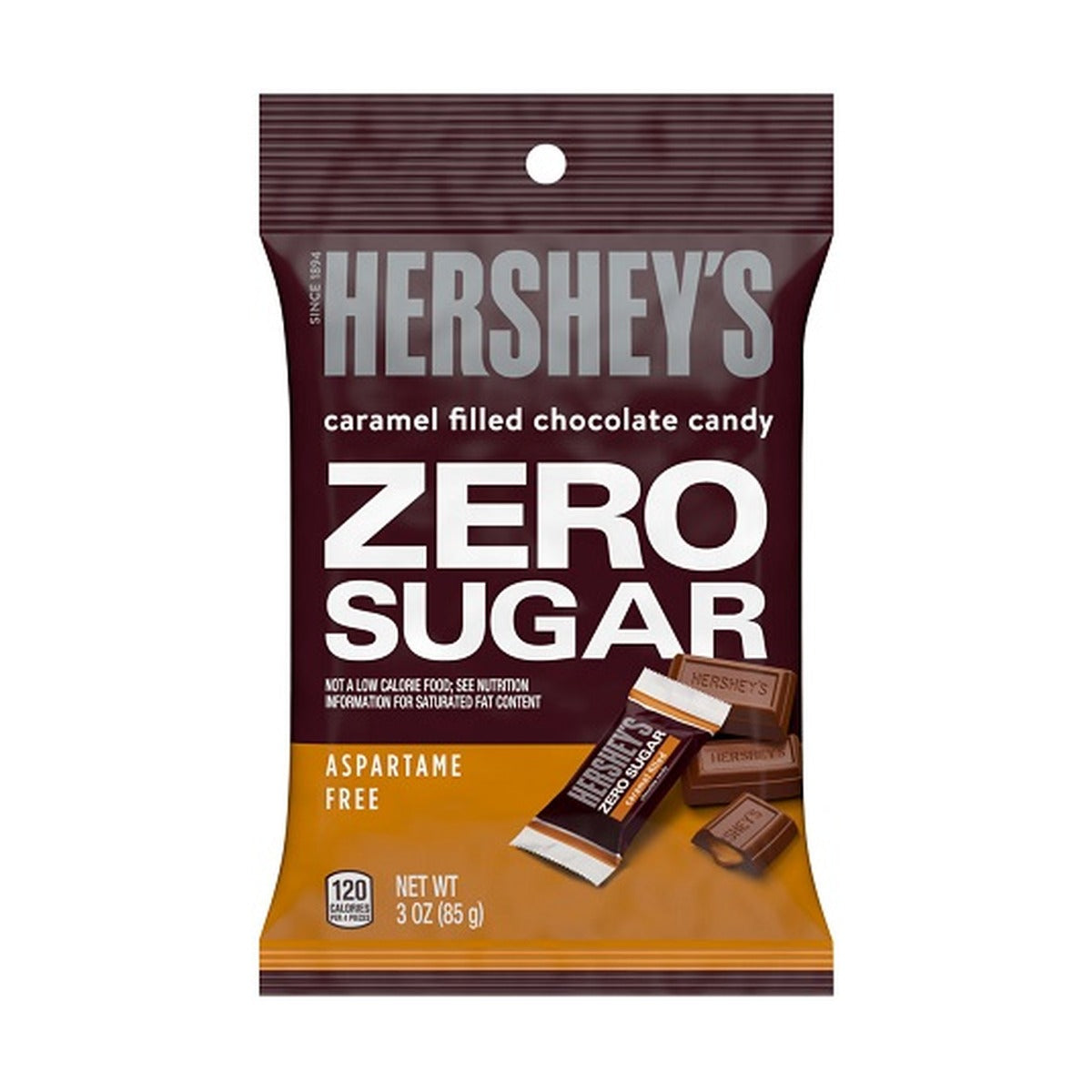 Hershey's Zero Sugar Caramel Filled Chocolate Candy 3oz Bags