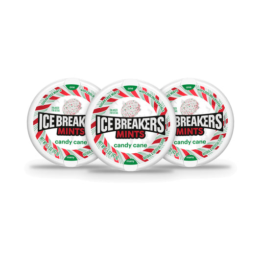 Ice Breakers Candy Cane Sugar-Free Mints 1.5oz Tins 3-Pack