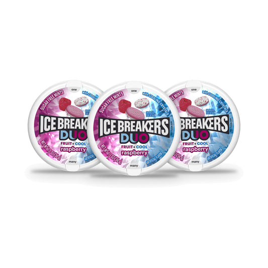 Ice Breakers Duo Raspberry Sugar-Free Mints 1.3oz Tins 3-Pack
