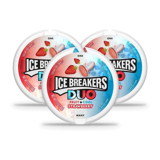 Ice Breakers Duo Strawberry Sugar-Free Mints 1.3oz Tins — 3-Pack