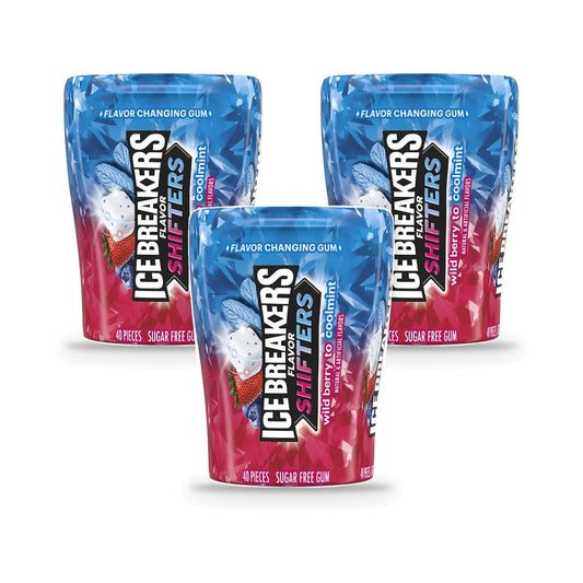 Ice Breakers Flavor Shifters Wild Berry to Coolmint Gum 3.24oz Bottles 3-Pack