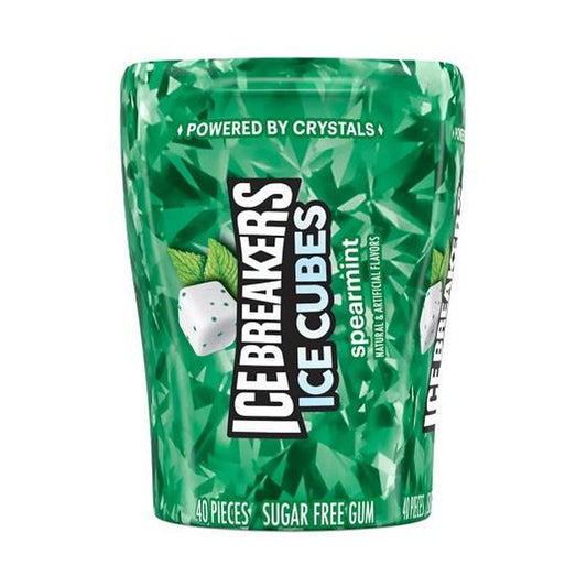 Ice Breakers Ice Cubes Spearmint Sugar-Free Gum 3.24oz Bottles (4-Count Box)