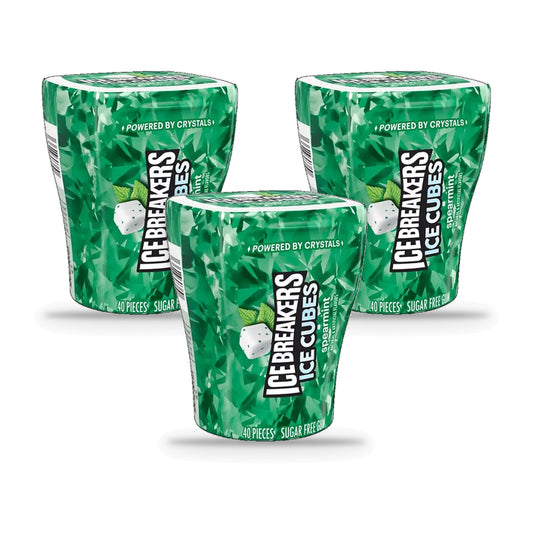 Ice Breakers Ice Cubes Spearmint Sugar-Free Gum 3.24oz Bottles 3-Pack
