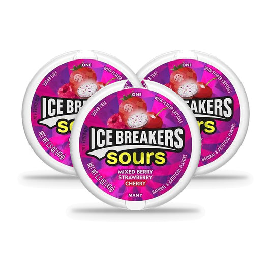 Ice Breakers Sours Berry Sugar-Free Mints 1.5oz Tins — 3-Pack