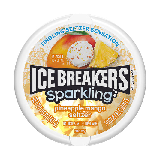 Ice Breakers Sparkling Pineapple Mango Seltzer Sugar-Free Mints 1.5oz Tins single