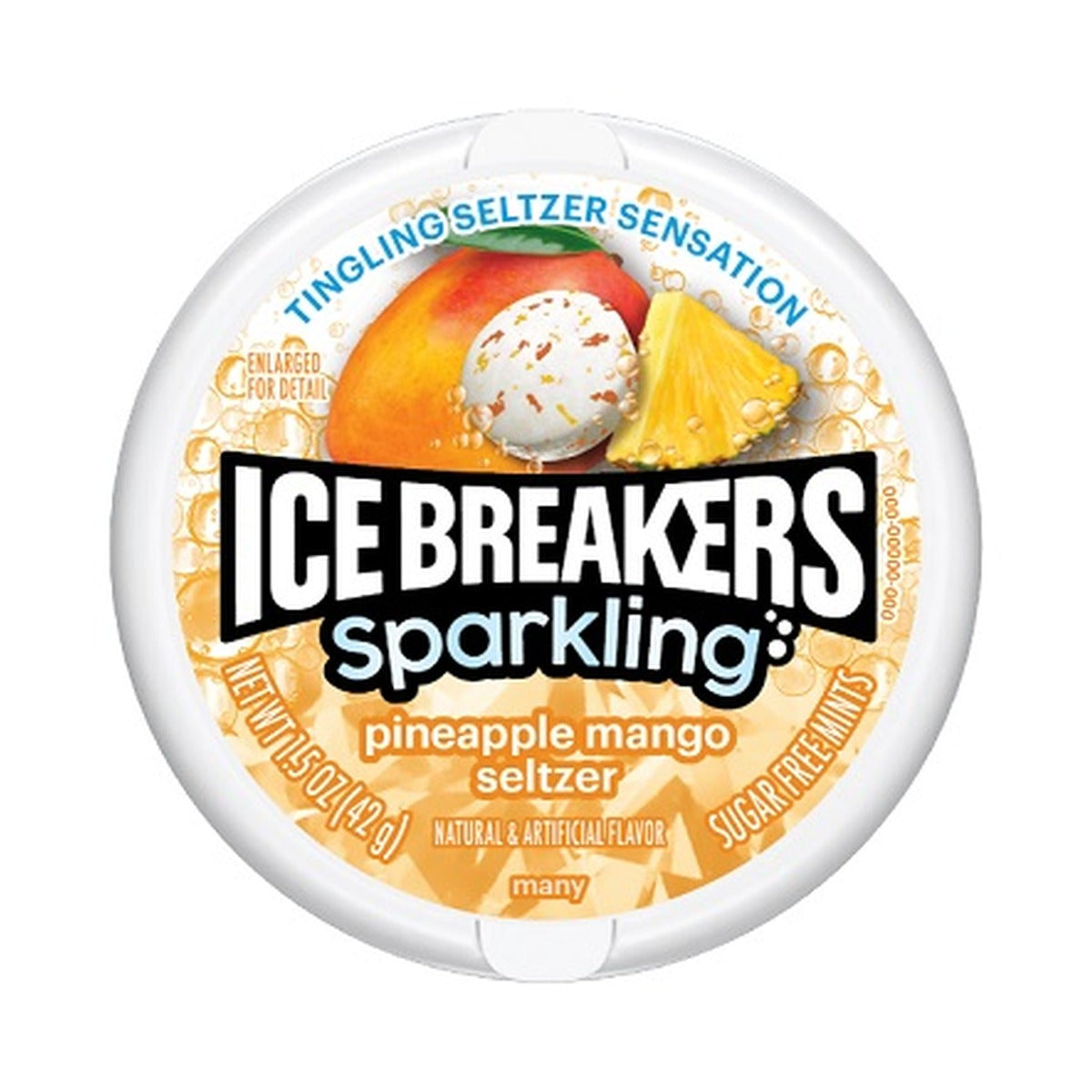 Ice Breakers Sparkling Pineapple Mango Seltzer Sugar-Free Mints 1.5oz Tins