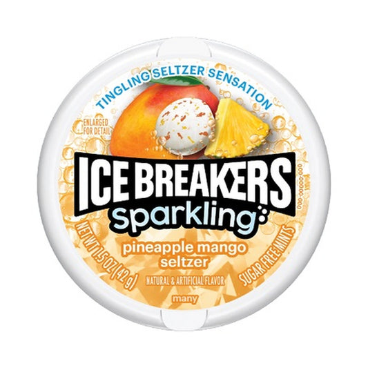 Ice Breakers Sparkling Pineapple Mango Seltzer Sugar-Free Mints 1.5oz Tins