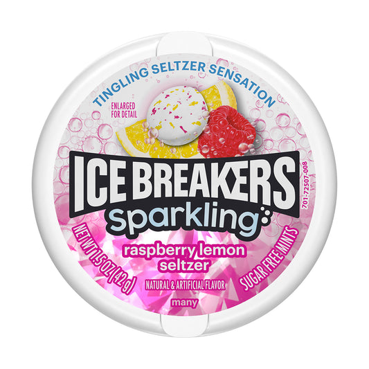 Ice Breakers Sparkling Raspberry Lemon Seltzer Sugar-Free Mints 1.5oz Tins single