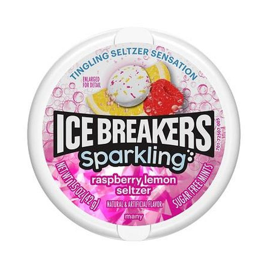 Ice Breakers Sparkling Raspberry Lemon Seltzer Sugar-Free Mints 1.5oz Tins