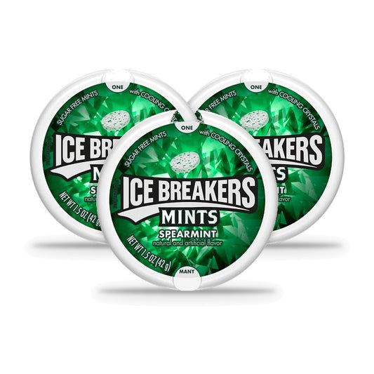 Ice Breakers Spearmint Sugar-Free Mints 1.5oz Tins — 3-Pack