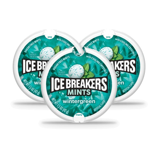 Ice Breakers Wintergreen Sugar-Free Mints 1.5oz Tins — 3-Pack