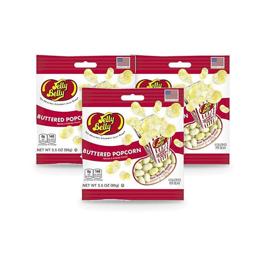 Jelly Belly Buttered Popcorn 3.5oz Peg Bag 3-Pack