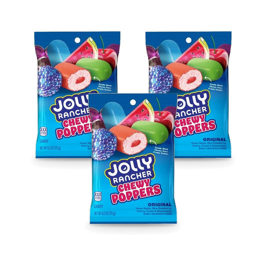 Jolly Rancher Chewy Poppers Original 6.2oz Peg Bags 3-Pack