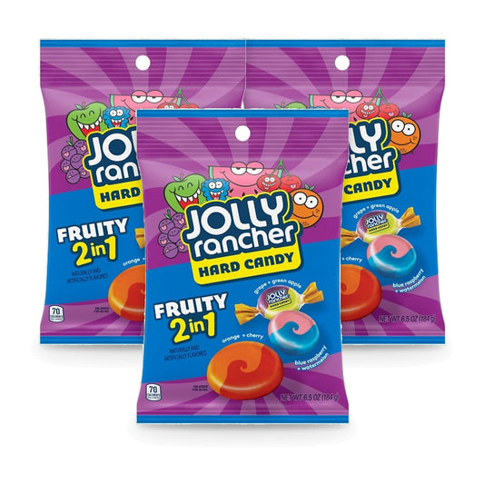 Jolly Rancher Fruity 2 in 1 Hard Candy 6.5oz Peg Bag 3-Pack