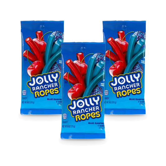 Jolly Rancher Ropes Blue Raspberry & Cherry 6oz Peg Bags 3-Pack