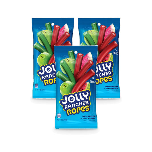 Jolly Rancher Ropes Watermelon & Green Apple 6oz Peg Bags 3-Pack
