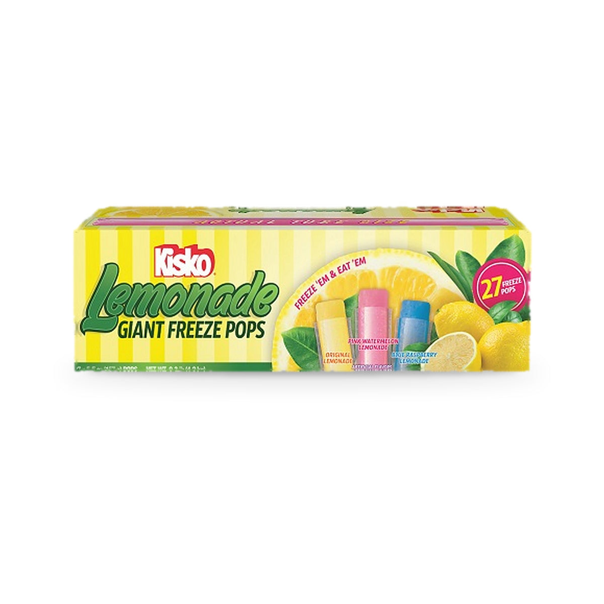 Kisko Lemonade Giant Freeze Pops 5.5oz, box of 27 freeze pops