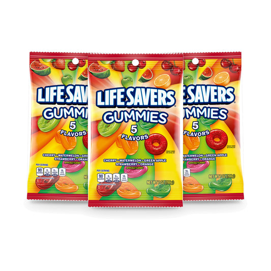 Life Savers Gummies 5 Flavors 7oz Peg Bag 3-Pack