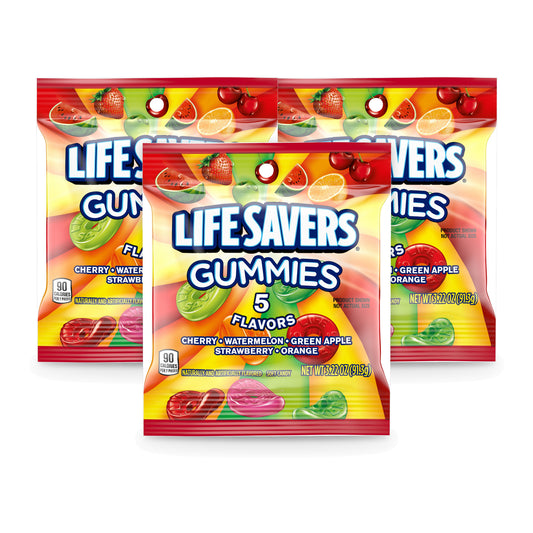 Life Savers Gummies Five Flavors 3.22oz Peg Bag 3-Pack