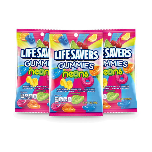 Life Savers Gummies Neons 7oz Peg Bag 3-Pack