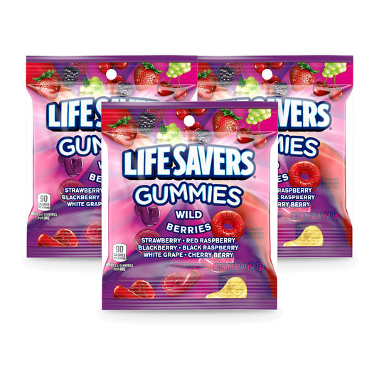Life Savers Gummies Wild Berry 3.22oz Peg Bag 3-Pack