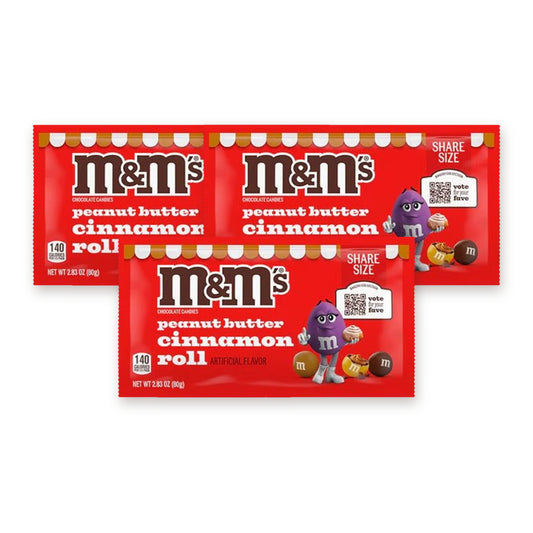 M&M's Limited Edition Peanut Butter Cinnamon Roll Share Size 2.83oz 3-Pack