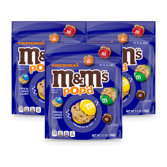 M&M's POP'd Caramel Freeze Dried Candy 5.5oz Pouches 3-Pack