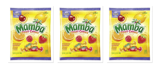 Mamba Fruit Chews 3.52oz Peg Bag 3-Pack