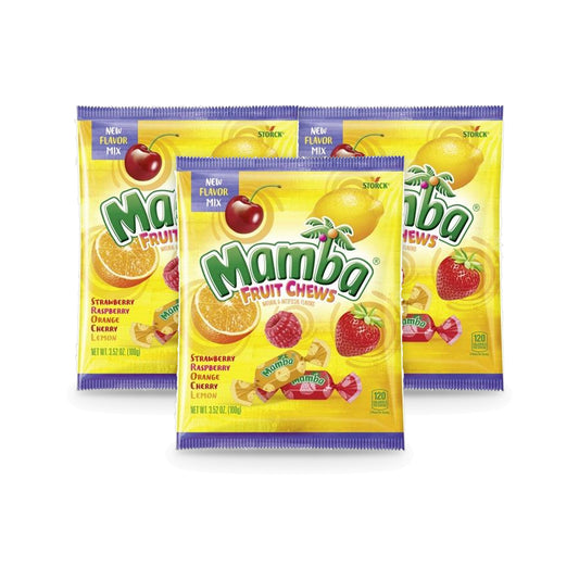 Mamba Fruit Chews 3.52oz Peg Bag 3-Pack