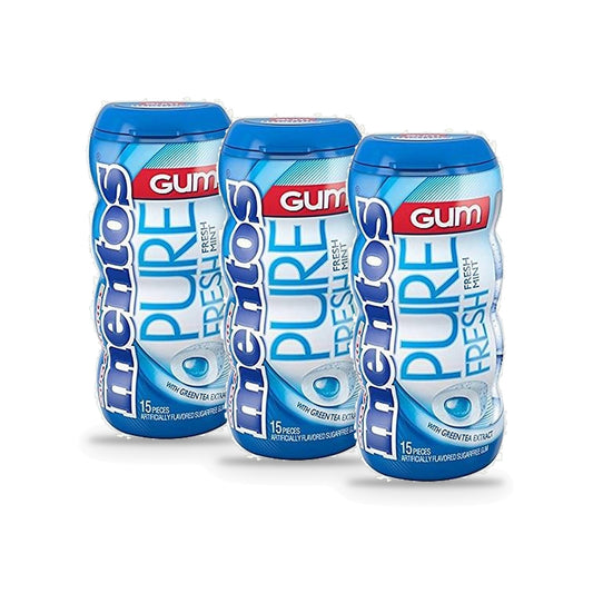 Mentos Pure Fresh Fresh Mint Sugar-Free Gum 15pc Bottles (1.06oz) 3-Pack