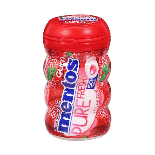 Mentos Pure Fresh Strawberry Sugar-Free Gum 3.53oz Bottles (50 Pieces)
