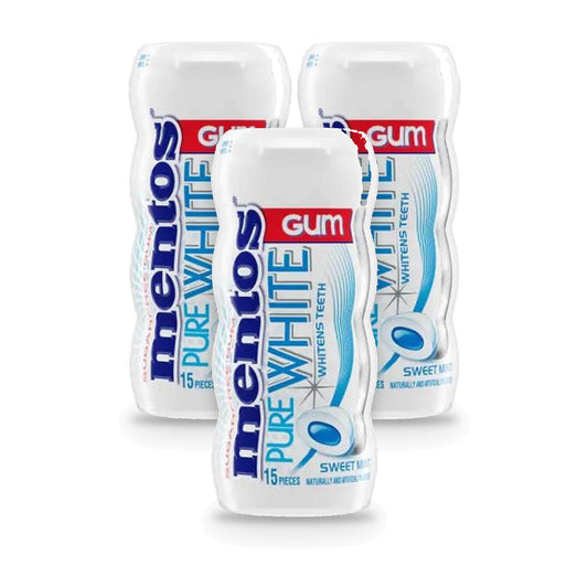 Mentos Pure Fresh Sweet Mint Sugar-Free Gum 15pc Bottles (1.06oz) — 3-Pack