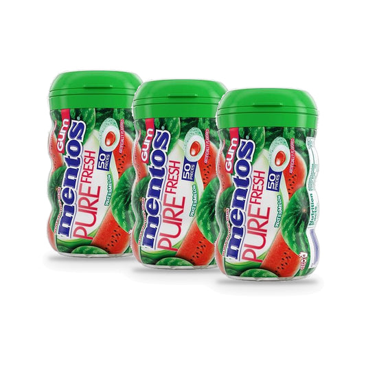 Mentos Pure Fresh Watermelon Sugar-Free Gum 3.53oz Bottles (50 Pieces) 3-Pack
