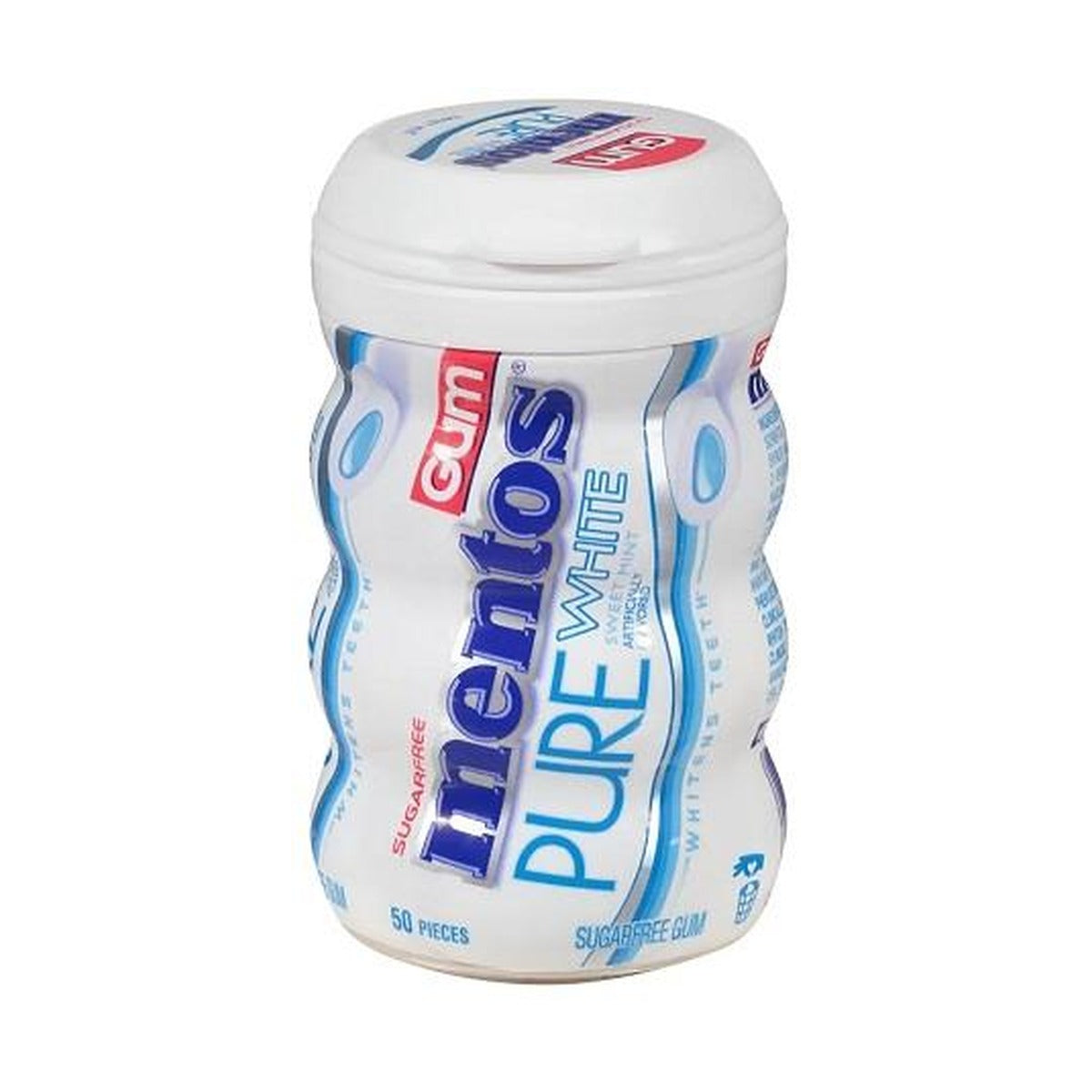 Mentos Pure White Sweet Mint Sugar-Free Gum 3.53oz Bottles (50 Pieces)