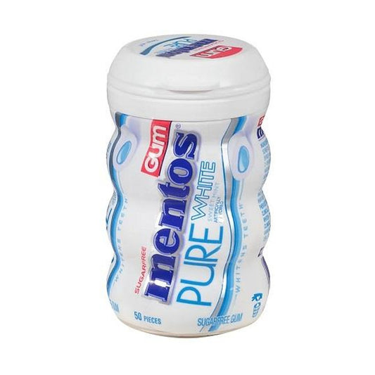 Mentos Pure White Sweet Mint Sugar-Free Gum 3.53oz Bottles (50 Pieces)