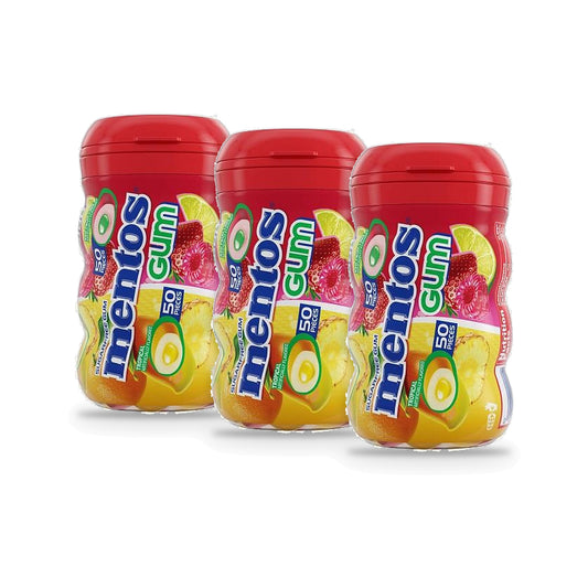 Mentos Red Fruit & Lime Sugar-Free Gum 3.53oz Bottles (50 Pieces) 3-Pack