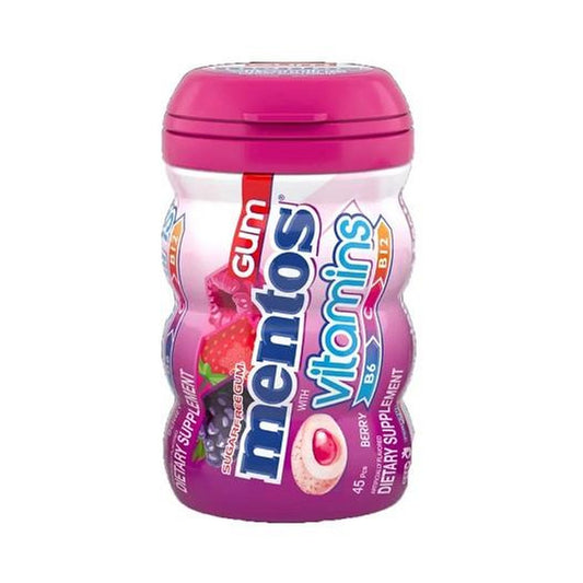 Mentos Vitamins Berry Sugar-Free Gum 3.18oz Bottles (45 Pieces)