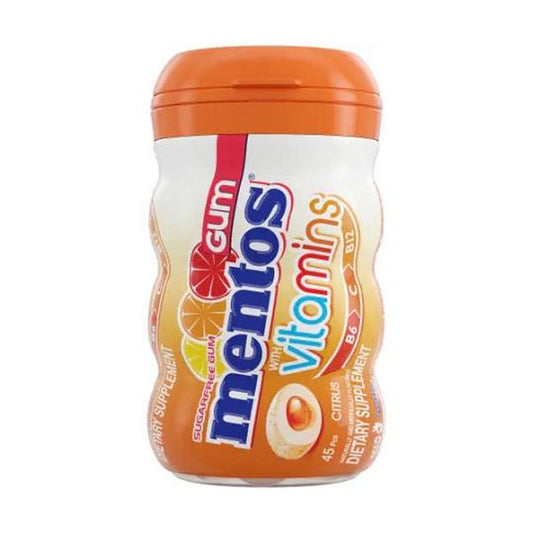 Mentos Vitamins Citrus Sugar-Free Gum 3.18oz Bottles (45 Pieces)