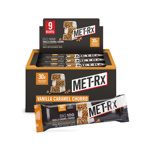 Met-Rx Big 100 Vanilla Caramel Churro 3.52oz 9ct box