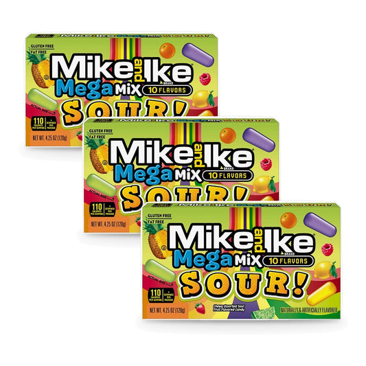 Mike and Ike Mega Mix Sour 4.25oz Theater Box 3-Pack