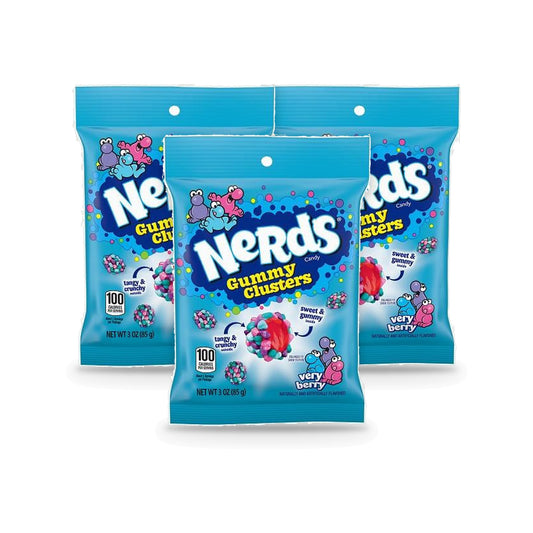 Nerds Gummy Clusters Very Berry 3oz Peg Bag 3-Pack