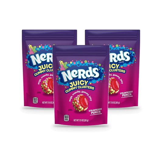 Nerds Juicy Gummy Clusters Strawberry Punch 7.15oz Bags 3-Pack