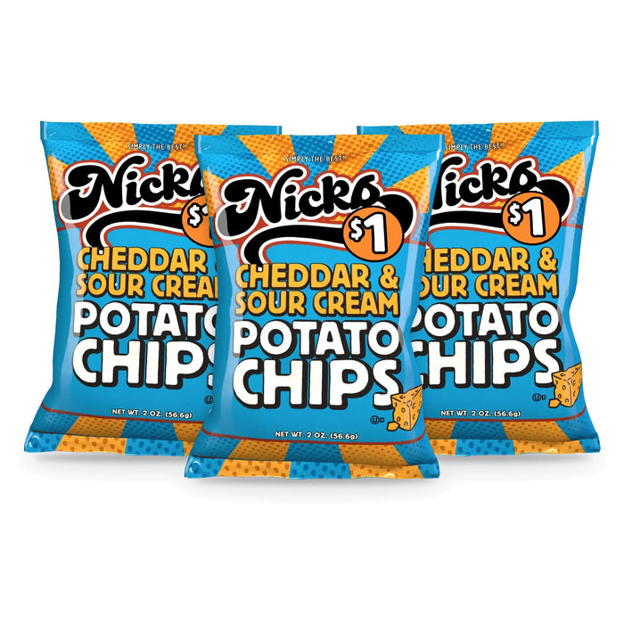 Nick's Cheddar & Sour Cream Potato Chips 2oz Bag