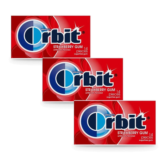 Orbit Strawberry Remix Sugar-Free Gum 14pc Packs 3-Pack