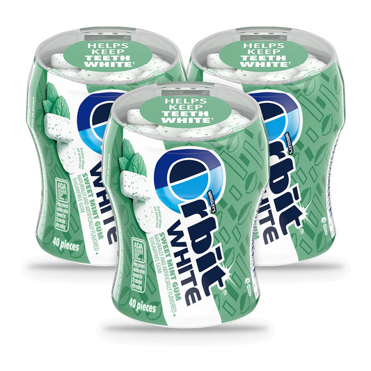 Orbit White Bottle Sweet Mint Sugar-Free Gum (40 Pieces) 3-Pack