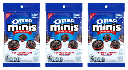 Oreo Mini Festive Designs and Creme Limited Edition 3-pack, three 3 oz bags