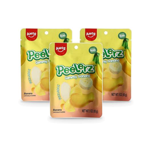 Amos Peelerz Gummy Banana 3oz Peg Bags — 3-Pack