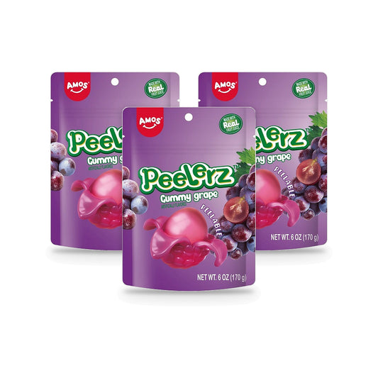Amos Peelerz Gummy Grape 6oz Peg Bags 3-Pack