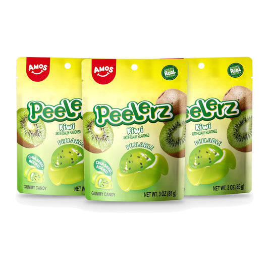Amos Peelerz Gummy Kiwi 3oz Peg Bags 3-pack