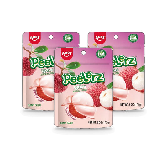 Amos Peelerz Gummy Lychee 6oz Peg Bags 3-Pack